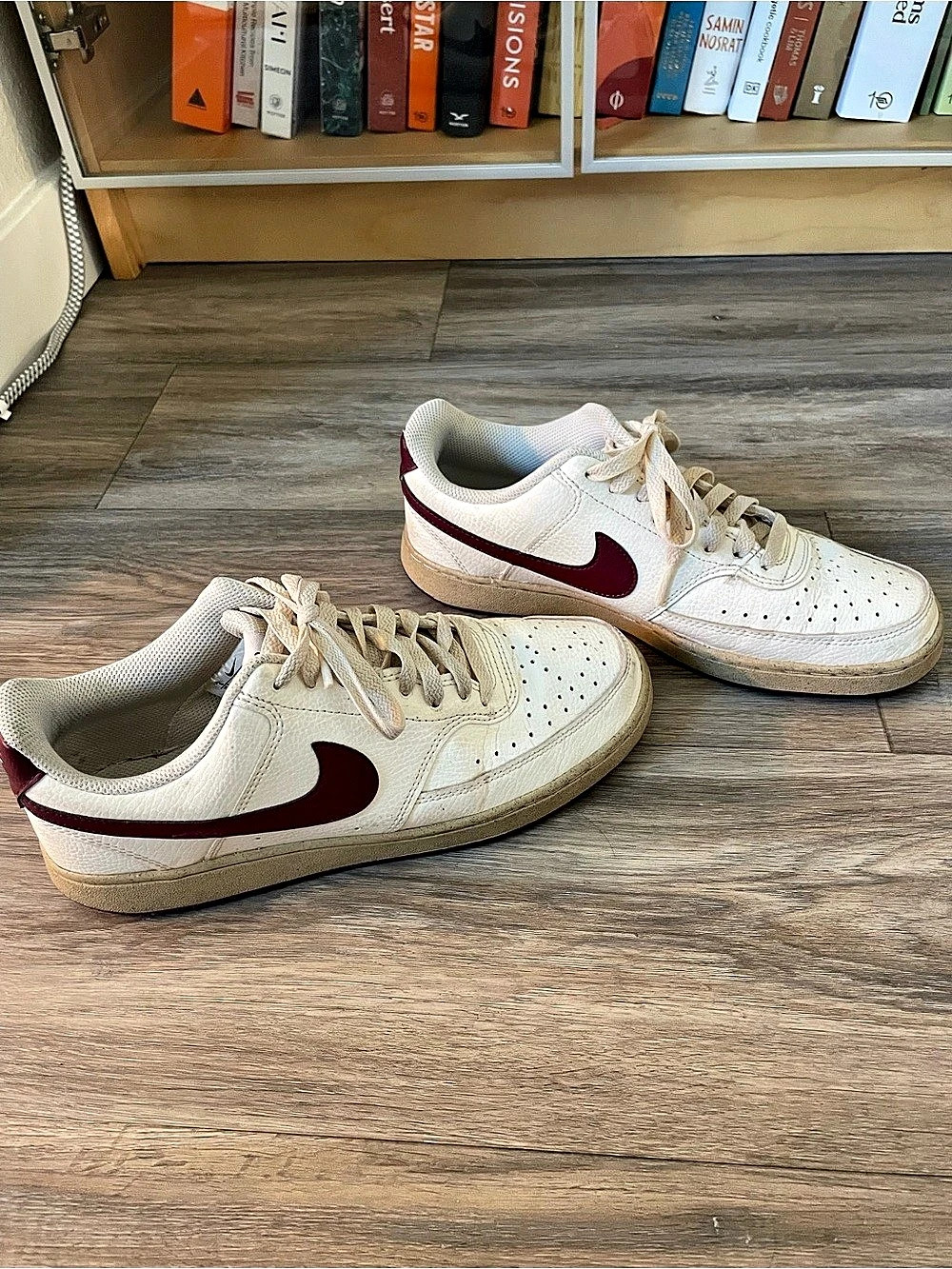 Men’s Nike Court Vision Low Next Nature in the "Sail/Dark Beetroot" colorway